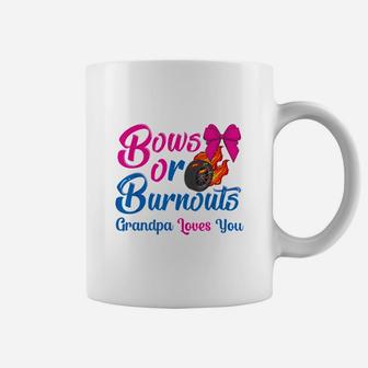 Mens Bows Or Burnouts Grandpa Loves You Gender Reveal Coffee Mug - Seseable