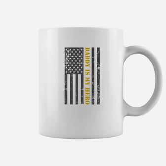 Mens Fathers Day 4th Of July American Flag Daddy Is My Hero Premium Coffee Mug - Seseable