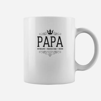 Mens Grandpa Gift Papa Husband Protector Hero Men Coffee Mug - Seseable