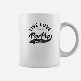 Mens Live Love Spoil Pop Pop Grandpa Gift Fathers Day Men Shirt Coffee Mug - Seseable