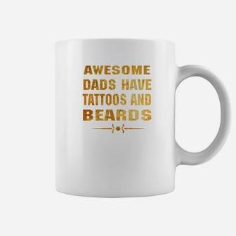 Mens Mens Awesome Dads Have Tattoos And Beards Cool Shirt Premium Coffee Mug - Seseable