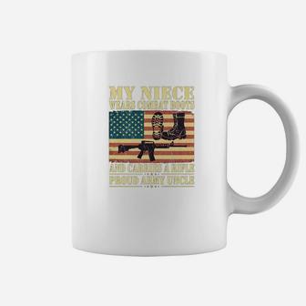 Mens My Niece Wears Combat Boots Proud Army Uncle Us Flag Coffee Mug - Seseable