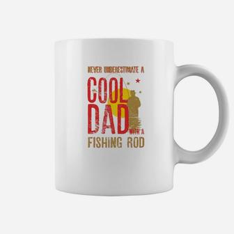 Mens Never Underestimate A Cool Dad With A Fishing Rod Gift Premium Coffee Mug - Seseable