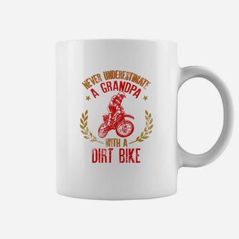 Mens Never Underestimate A Grandpa With A Dirt Bike Gift For Dads Coffee Mug - Seseable