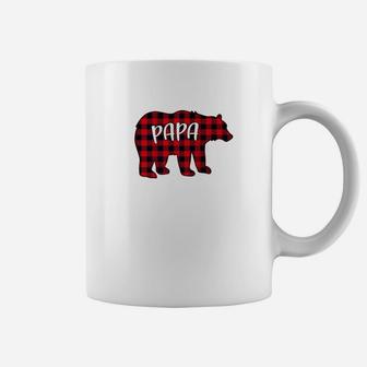 Mens Red Plaid Papa Bear Matching Buffalo Family Christmas Gift Coffee Mug - Seseable