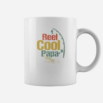Mens Reel Cool Papa Funny Fishing Fathers Day Dad Gift Coffee Mug - Seseable