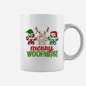 Merry Woofmas Dog Paws Christmas Buffalo Plaid Leopard Print Coffee Mug - Seseable