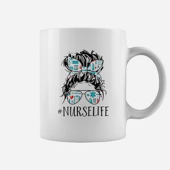 Messy Hair Woman Bun Nurse Life Healthcare Life Coffee Mug - Seseable