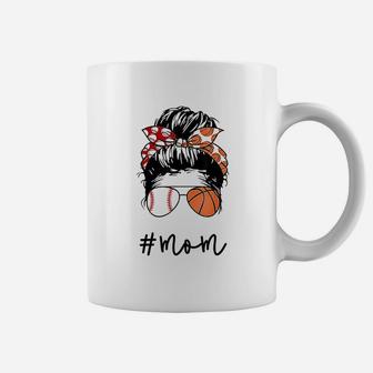 Mom Messy Bun Aviator Glasses Coffee Mug - Seseable