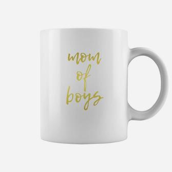 Mom Of Boys For Women Cool Gold Text Design Coffee Mug - Seseable