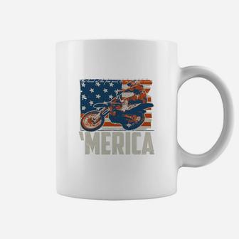 Motocross Racer Dirt Bike T-shirt 'merica American Flag Coffee Mug - Seseable