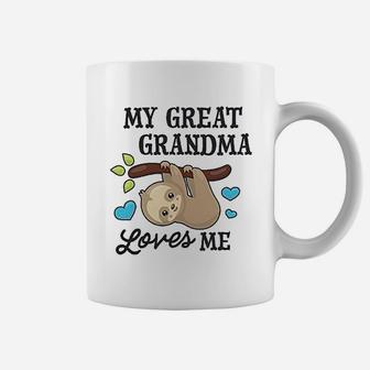 My Great Grandma Loves Me With Sloth And Hearts Coffee Mug - Seseable