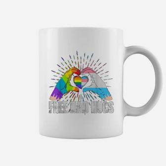 Official Free Dad Hugs Rainbow Lgbt Trans Gay Pride Fathers Day Coffee Mug - Seseable
