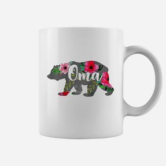 Oma Mama Bear Grandma Gift Floral Raglan Coffee Mug - Seseable