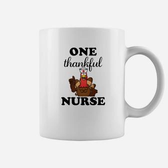 One Thankful Nurse Funny Turkey Rn Thanksgiving Coffee Mug - Seseable