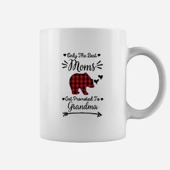 Only The Best Moms Get Promoted To Grandma Red Black Bear Coffee Mug - Seseable