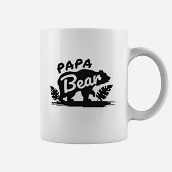 Papa Bear Father Baby Best Dad Green Tree Silhouette Coffee Mug - Seseable