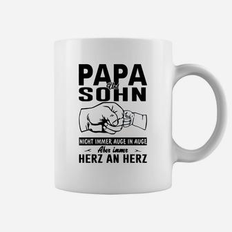 Papa und Sohn Faustgruß Tassen, Herz an Herz Motiv für Väter - Seseable