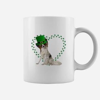 Papillon Heart Paw Leprechaun Hat Irish St Patricks Day Gift For Dog Lovers Coffee Mug - Seseable