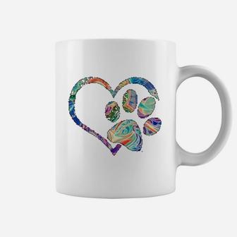Pawprint Tie Dye Rainbow Inspired Dog Paws Print Gift Coffee Mug - Seseable