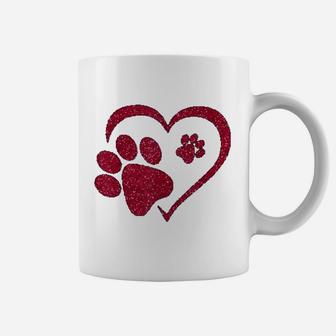Paws Print Heart Dog Cat Owner Lover Girl Valentine Day Coffee Mug - Seseable