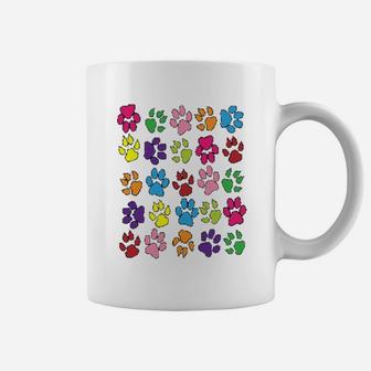 Paws Prints Dogs Cats Animals Colorful Coffee Mug - Seseable