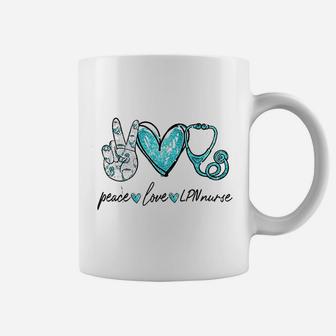 Peace Love Lpn Nurse Hand Sign Peace Lovers Coffee Mug - Seseable