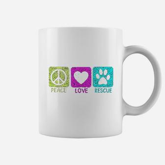 Peace Love Rescue Dogs Retro Distressed Graphic Design Coffee Mug - Seseable