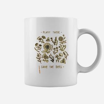 Plant These Save The Bees Cute Gold Yellow Coffee Mug - Seseable