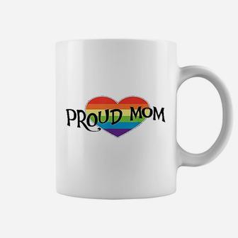Proud Mom Lgbtq Pride Support Rainbow Heart Coffee Mug - Seseable