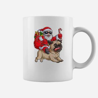 Pug Christmas Shirt Santa Claus Riding Pugmas Dog Xmas Boys Coffee Mug - Seseable