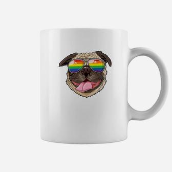 Pug Gay Pride Flag Sunglasses Lgbt Dog Puppy Lovers Coffee Mug - Seseable