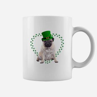 Pug Heart Paw Leprechaun Hat Irish St Patricks Day Gift For Dog Lovers Coffee Mug - Seseable