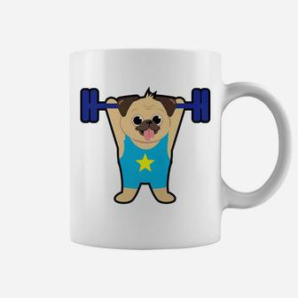 Pug Weight Lifting Funny Dog Lover Workout Fitness Gym Coffee Mug - Seseable