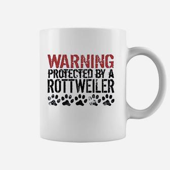 Really Awesome Warning Protected By A Rottweiler Funny Baby Onesie Coffee Mug - Seseable
