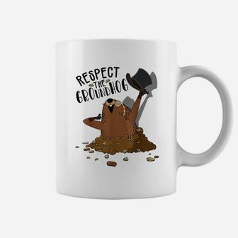 Respect The Groundhog Woodchuck Cute Groundhog Day Coffee Mug - Seseable