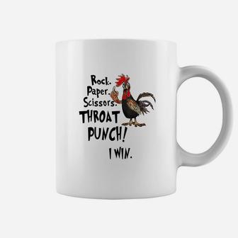 Rock Paper Scissors Throat Punch I Win Chicken Gift Coffee Mug - Seseable