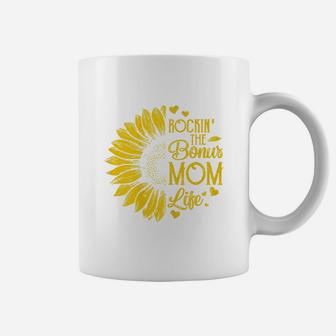 Rockin' The Bonus Mom Life Sunflower Gifts For Mommy Step Mom Coffee Mug - Seseable