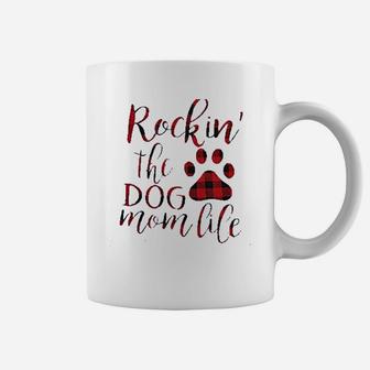 Rockin The Dog Mom Life Plaid Print Coffee Mug - Seseable