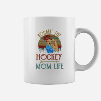 Rockin The Hockey Mom Life Funny Gift For Mom Coffee Mug - Seseable