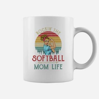 Rockin The Softball Mom Life Vintage Coffee Mug - Seseable