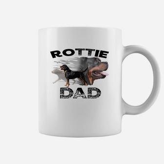 Rottie Dad With Dog Paw Print For Rottweiler Lover Coffee Mug - Seseable