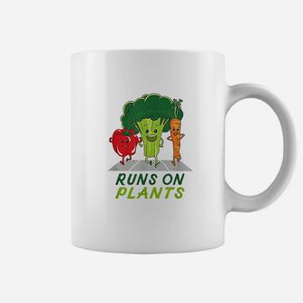 Runs On Plants Vegan Vegetarian Runner Broccoli Gift Vegan Coffee Mug - Seseable