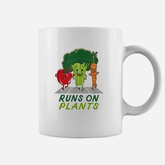 Runs On Plants Vegan Vegetarian Runner Broccoli Gift Vegan Coffee Mug - Seseable