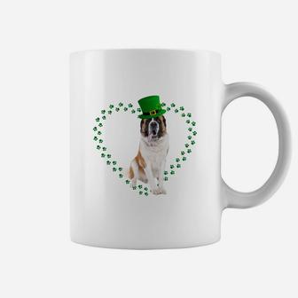 Saint Bernard Heart Paw Leprechaun Hat Irish St Patricks Day Gift For Dog Lovers Coffee Mug - Seseable