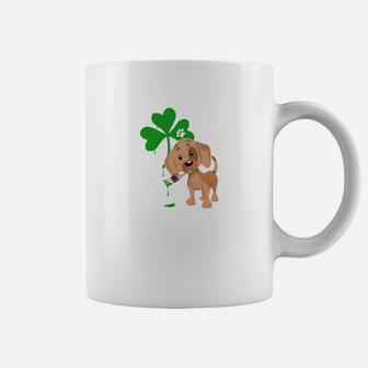 Saint Patricks Day Dog Green Shamrock Dachshund Coffee Mug - Seseable
