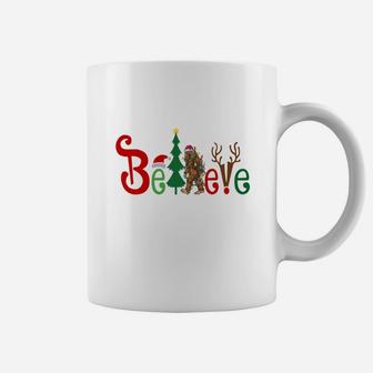 Santa Bigfoot Believe Merry Christmas Coffee Mug - Seseable