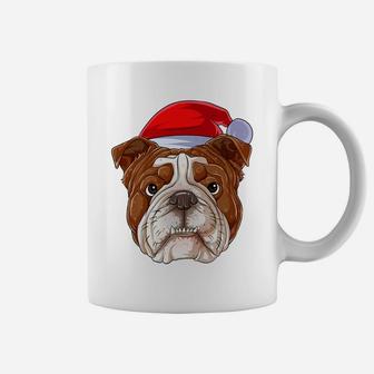Santa English Bulldog Face Funny Christmas Gifts Coffee Mug - Seseable