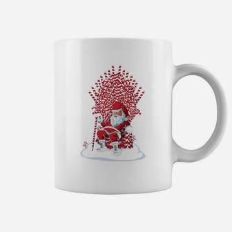Santa On Candy Cane Throne Funny Christmas T-shirt Large Coffee Mug - Seseable