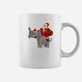 Santa Riding Elephant Tee Christmas Pajama Gift Xmas Funny Coffee Mug - Seseable